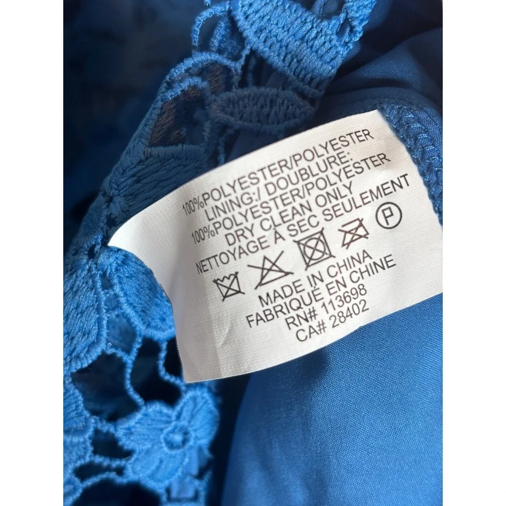 Shoshanna Edgecombe‎ Blue Floral Lace Midi High Low Dress Size 12